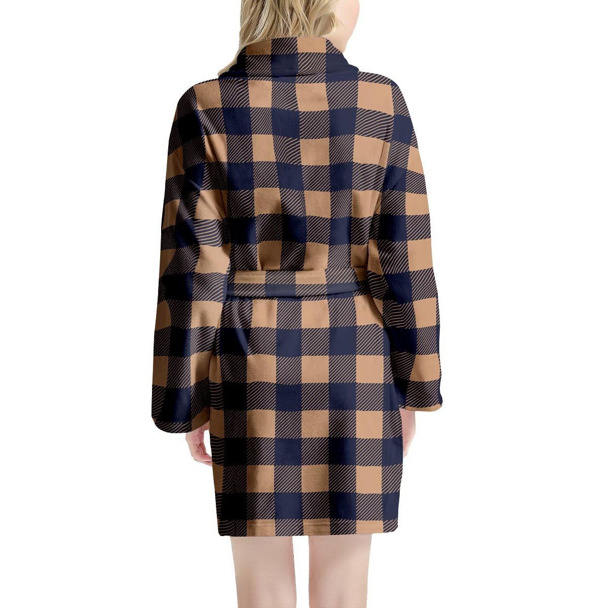 Brown Plaid Women's Robe-grizzshop