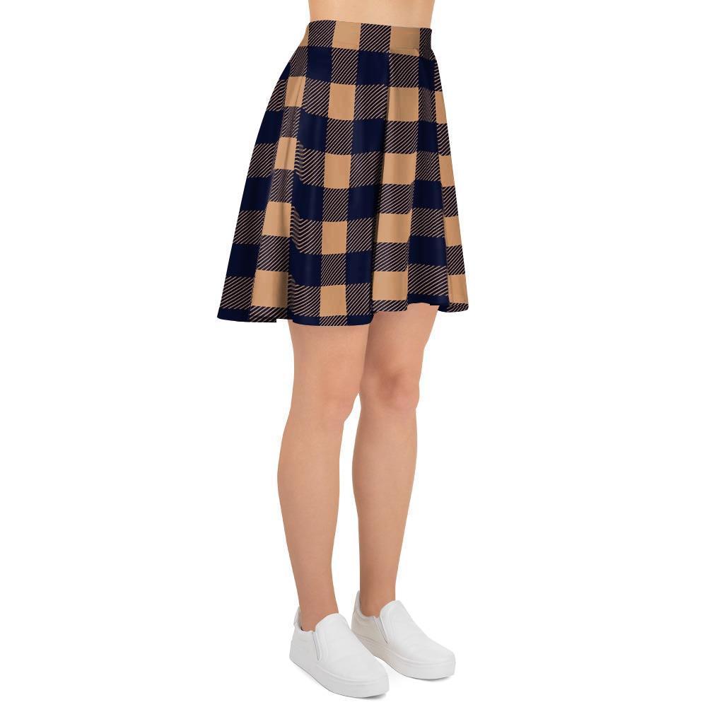 Brown Plaid Women's Skirt-grizzshop