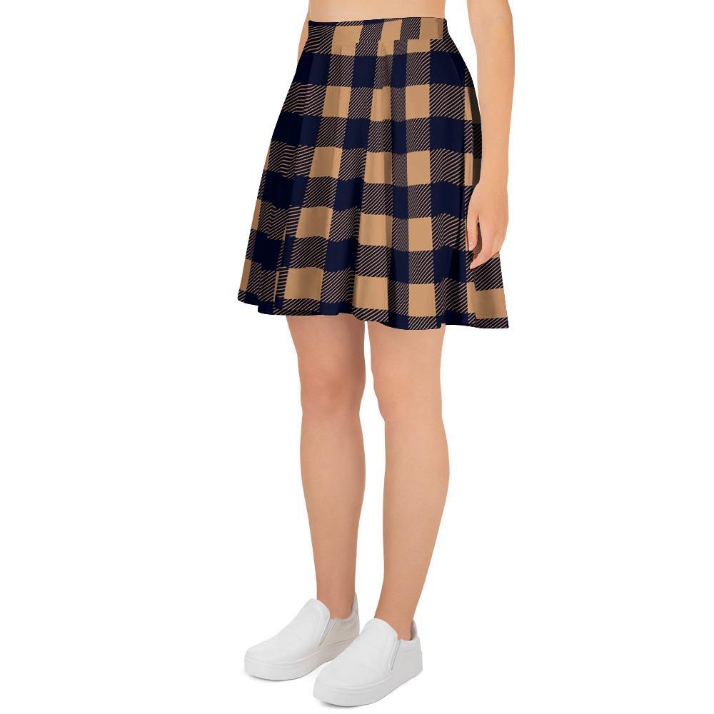 Brown Plaid Women's Skirt-grizzshop