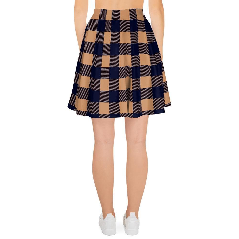 Brown Plaid Women's Skirt-grizzshop