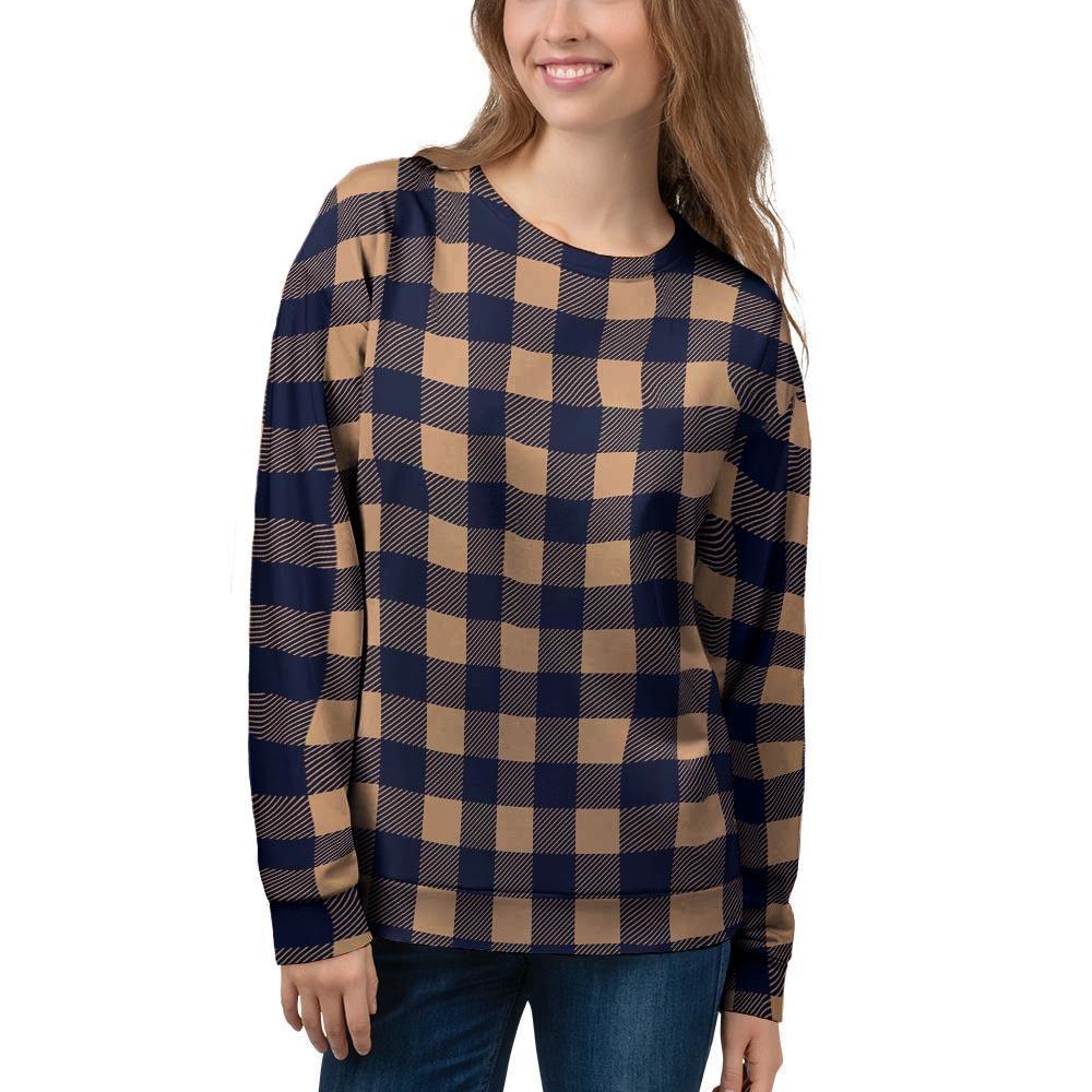 Brown Plaid Women's Sweatshirt-grizzshop