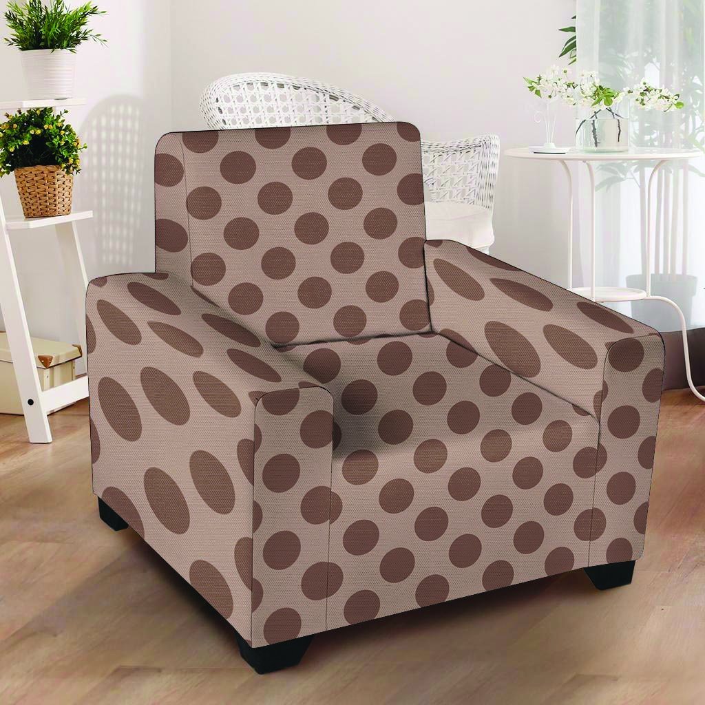 Brown Polka Dot Armchair Cover-grizzshop