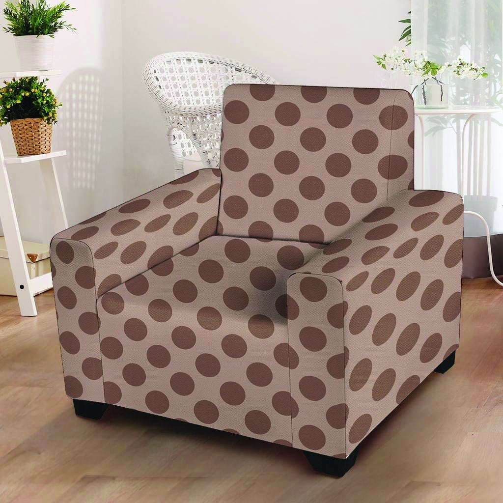 Brown Polka Dot Armchair Cover-grizzshop