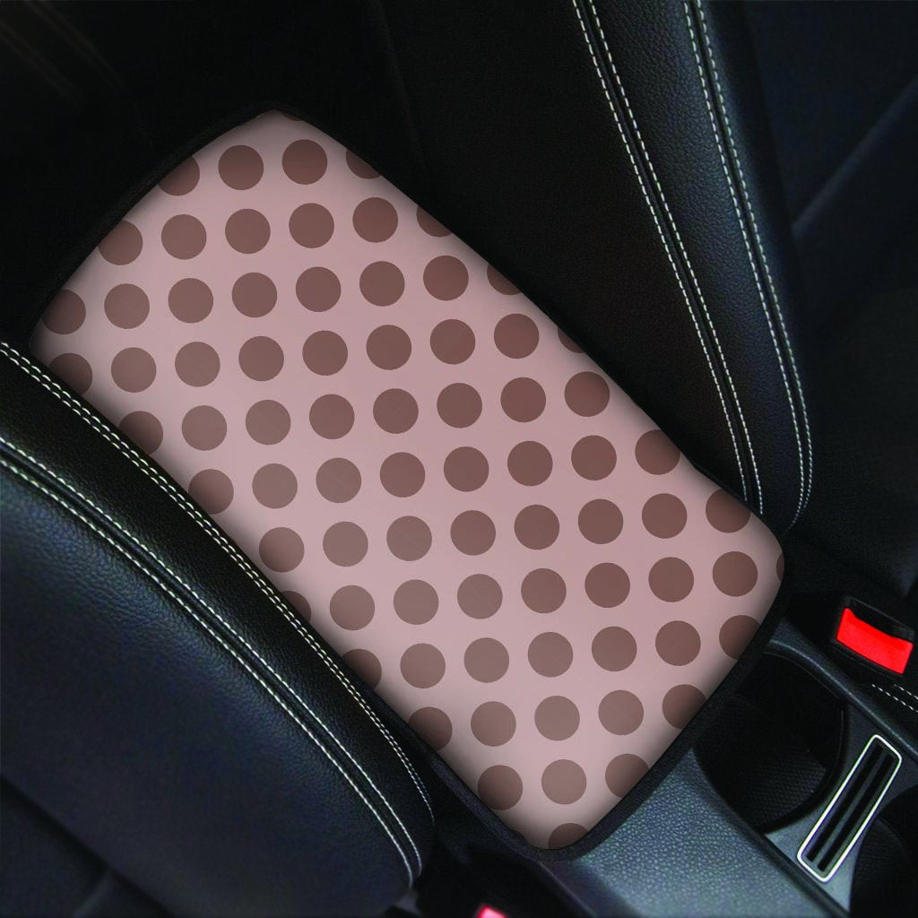 Brown Polka Dot Car Console Cover-grizzshop