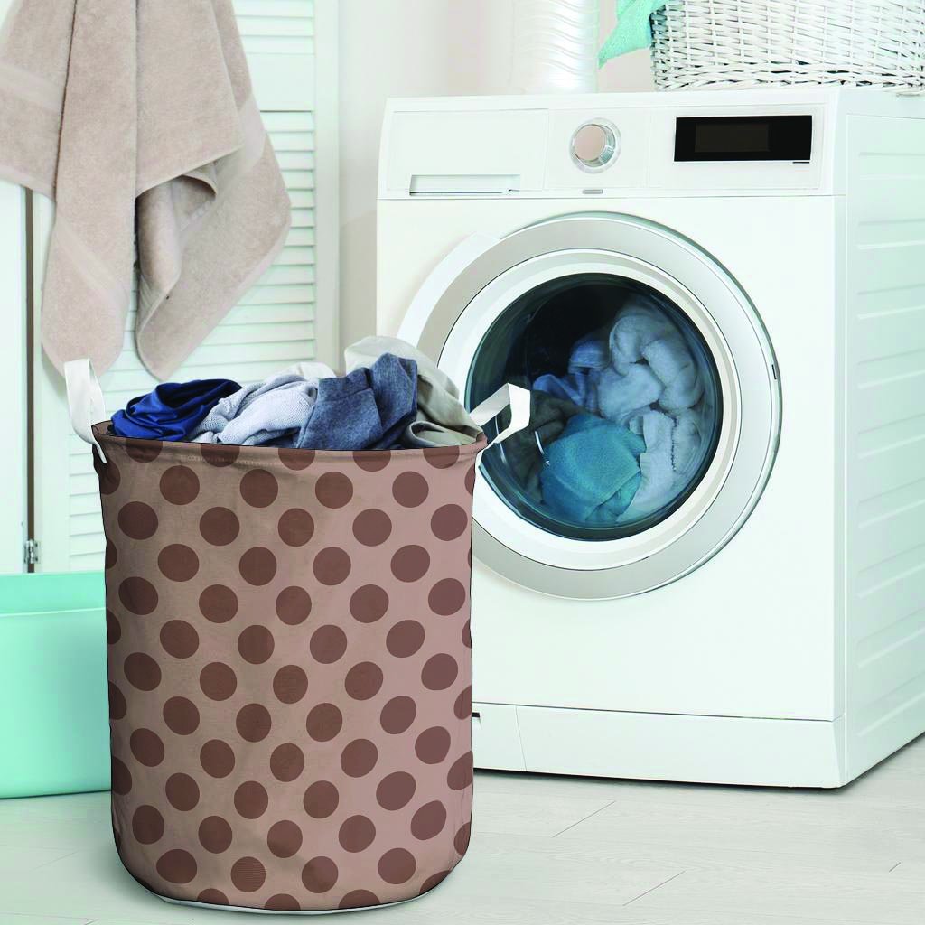 Brown Polka Dot Laundry Basket-grizzshop