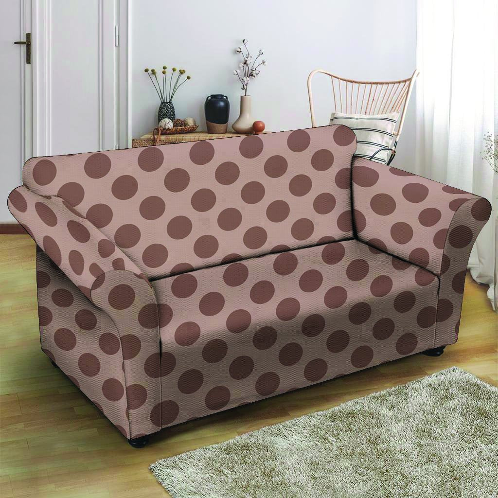 Brown Polka Dot Loveseat Cover-grizzshop