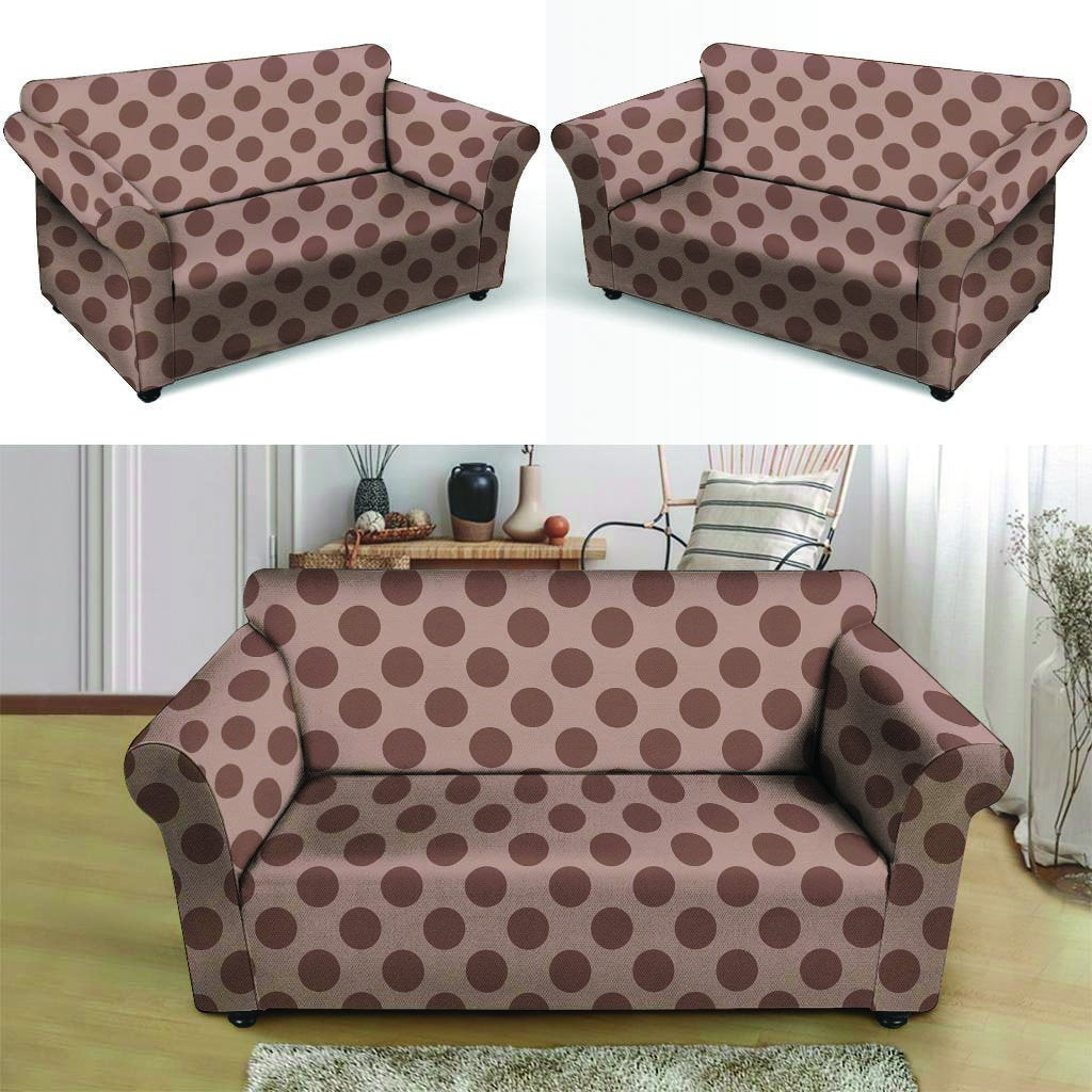 Brown Polka Dot Loveseat Cover-grizzshop