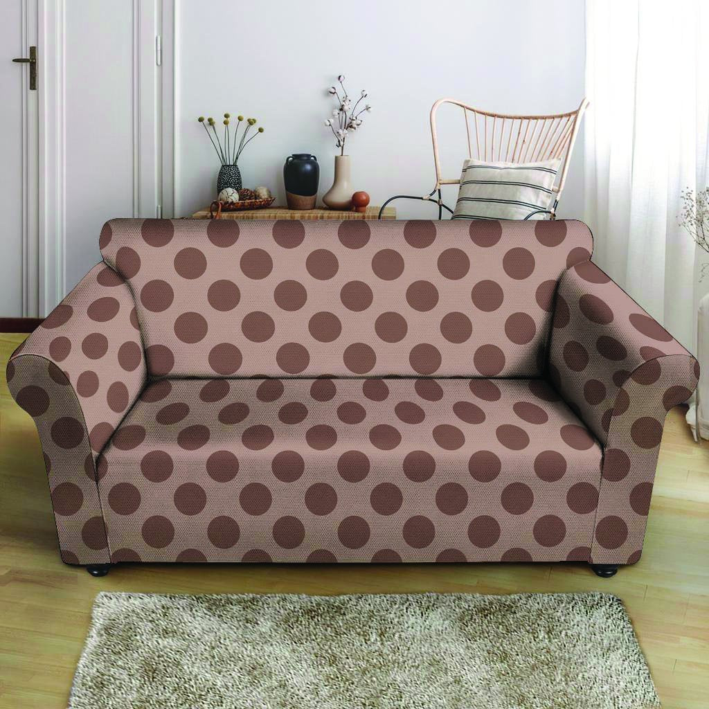 Brown Polka Dot Loveseat Cover-grizzshop