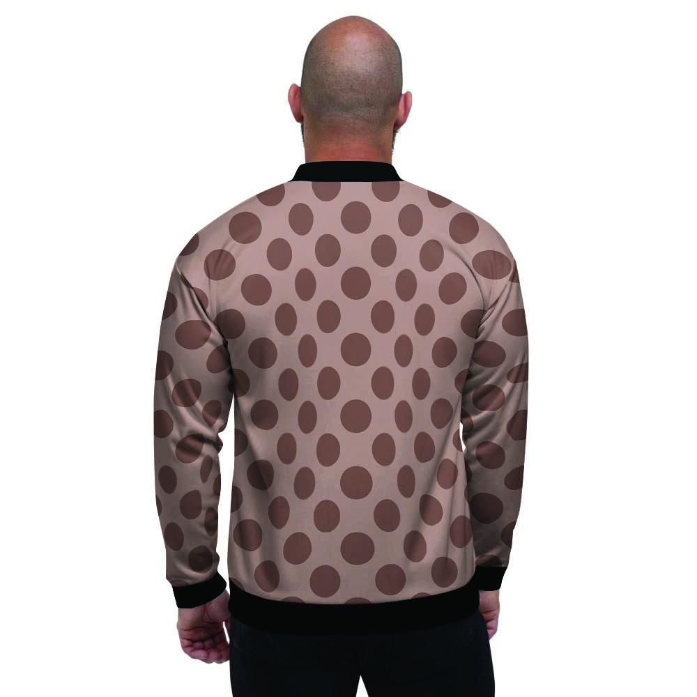 Brown Polka Dot Men's Bomber Jacket-grizzshop