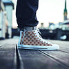 Brown Polka Dot Men's High Top Shoes-grizzshop