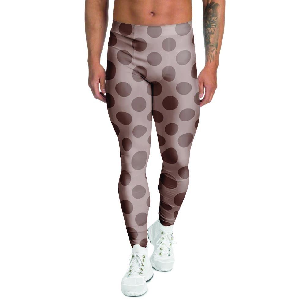 Brown Polka Dot Men's Leggings-grizzshop