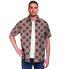 Brown Polka Dot Men's Short Sleeve Shirt-grizzshop