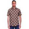 Brown Polka Dot Men's Short Sleeve Shirt-grizzshop