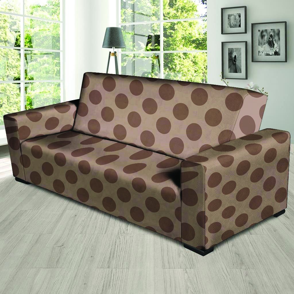 Brown Polka Dot Sofa Cover-grizzshop