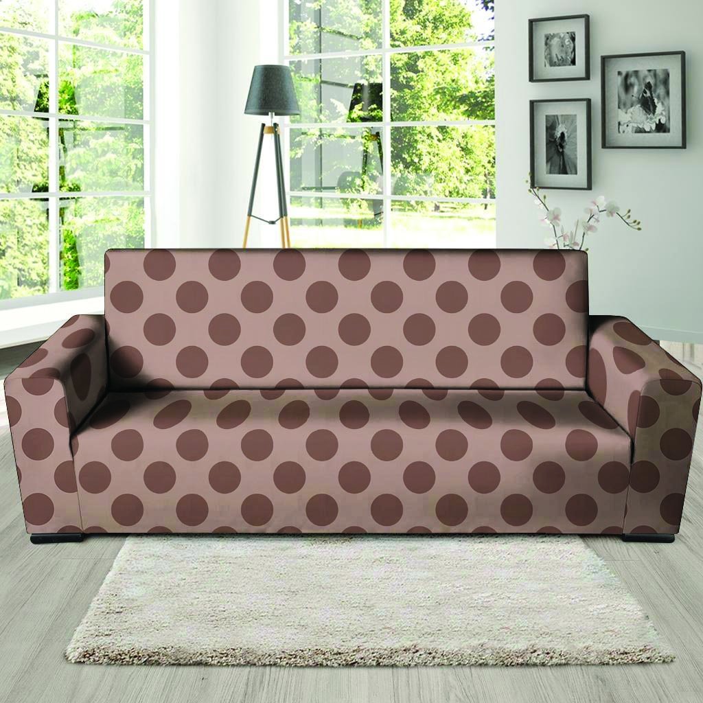 Brown Polka Dot Sofa Cover-grizzshop