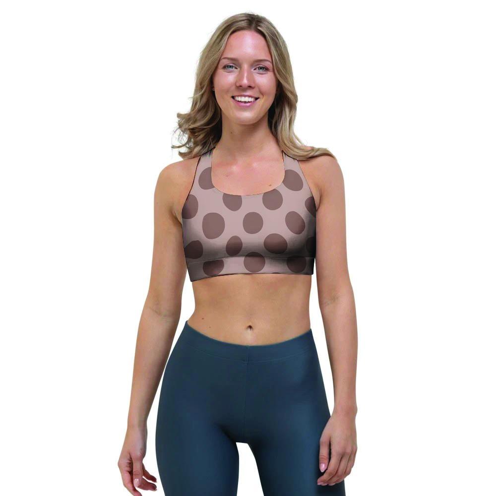 Brown Polka Dot Sports Bra-grizzshop