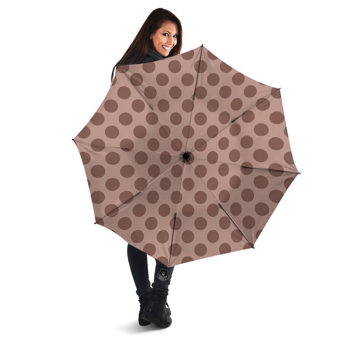 Brown Polka Dot Umbrella-grizzshop