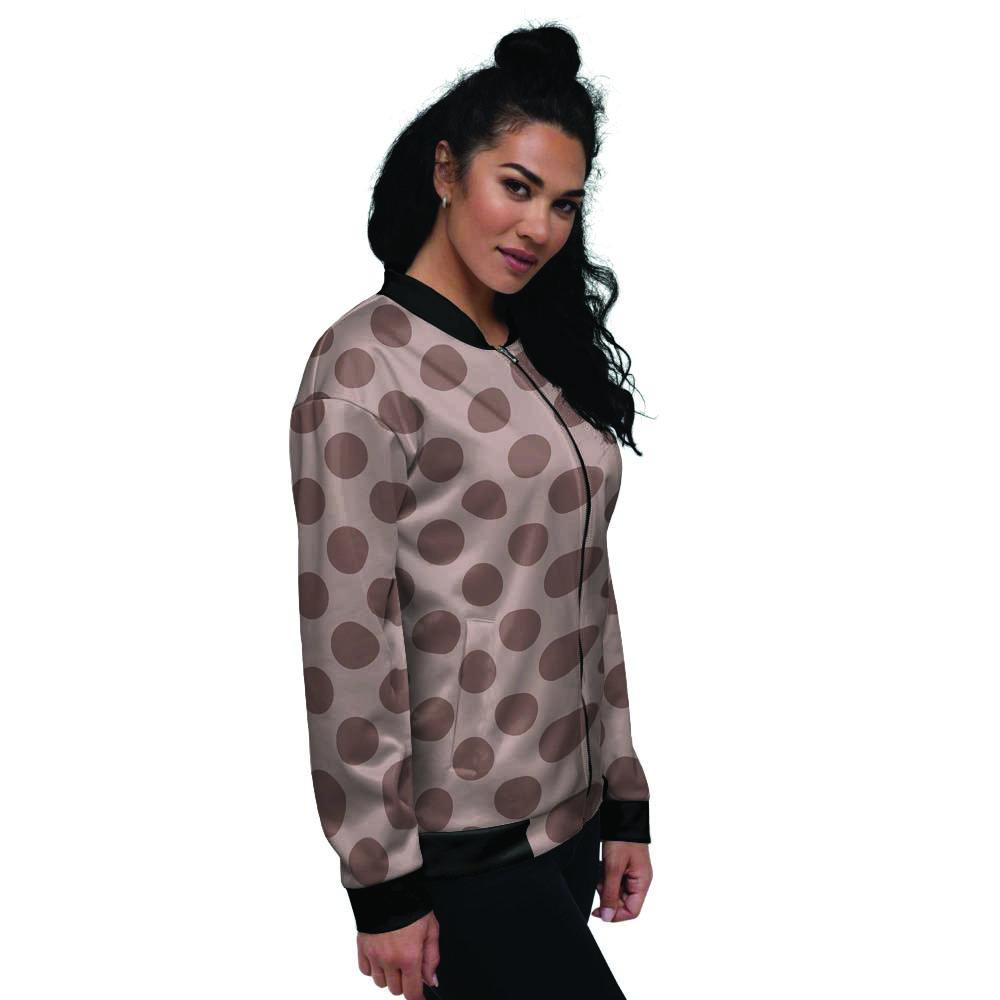 Brown Polka Dot Women's Bomber Jacket-grizzshop