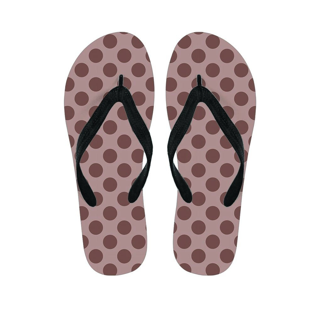 Brown Polka Dot Women's Flip Flops-grizzshop