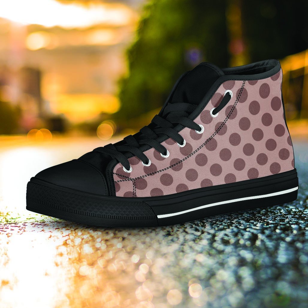 Brown Polka Dot Women's High Top Shoes-grizzshop