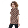 Brown Polka Dot Women's Short Sleeve Shirts-grizzshop