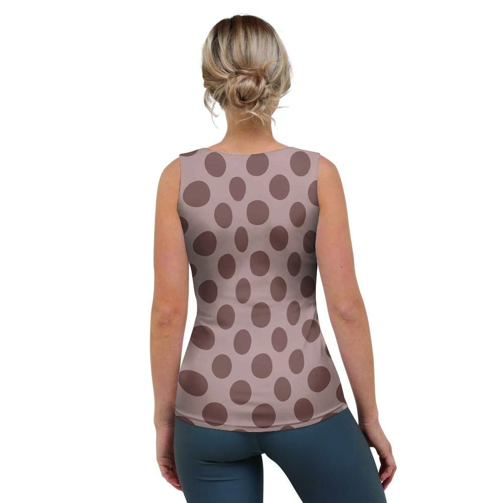 Brown Polka Dot Women's Tank Top-grizzshop