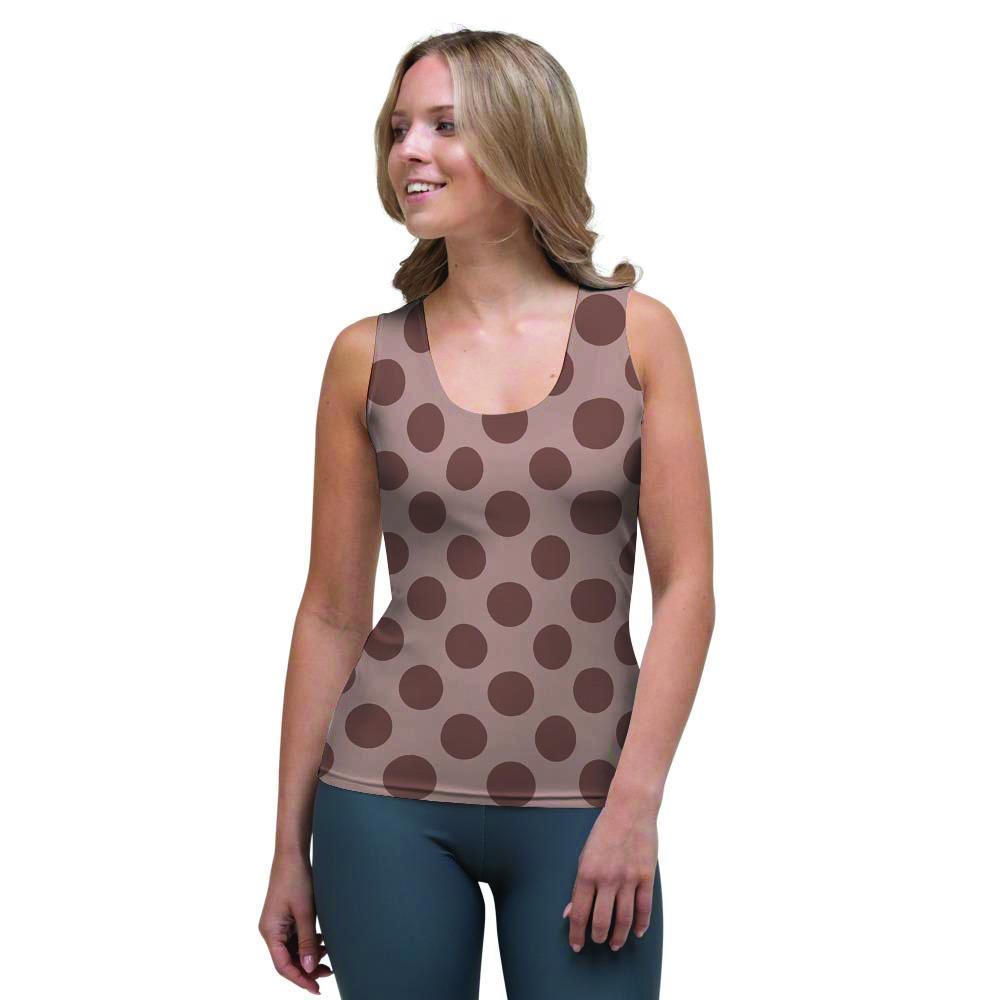 Brown Polka Dot Women's Tank Top-grizzshop