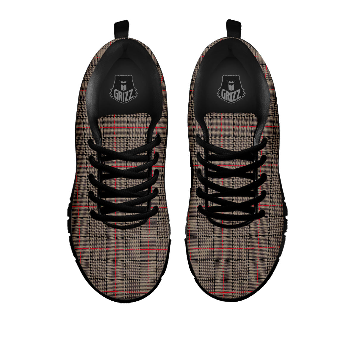 Brown Prince OF Wales Check Print Black Sneaker-grizzshop