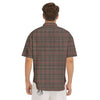 Brown Prince OF Wales Check Print Men's Short Sleeve Shirts-grizzshop