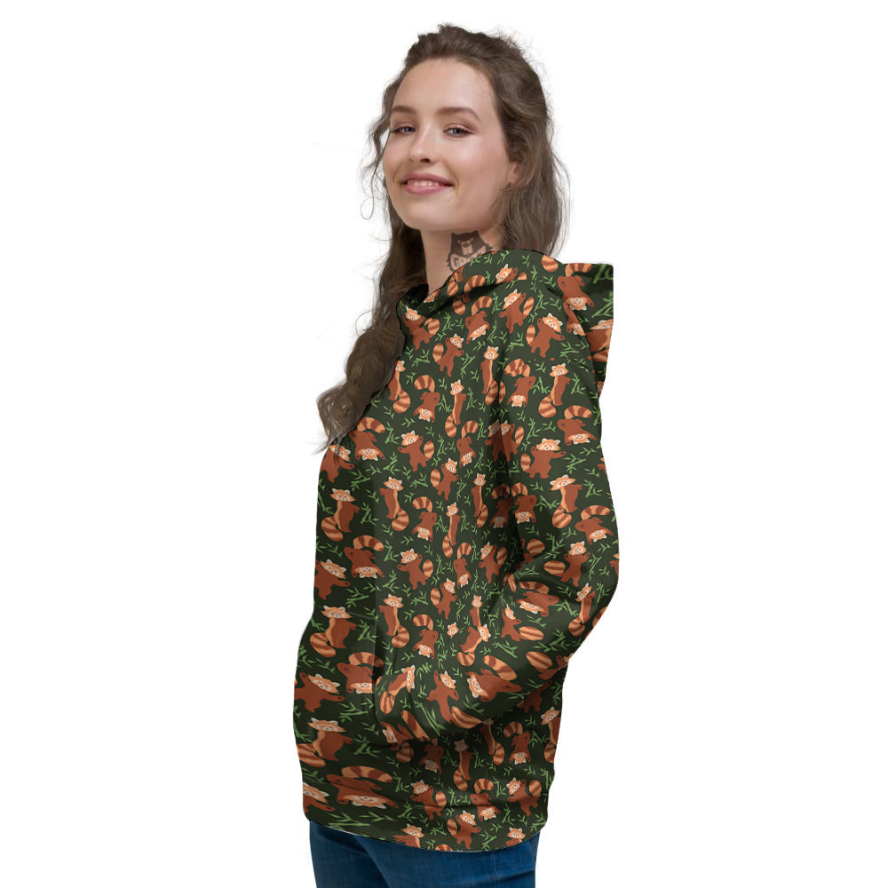 Brown Raccoon Cartoon Cute Print Pattern Women's Hoodie-grizzshop