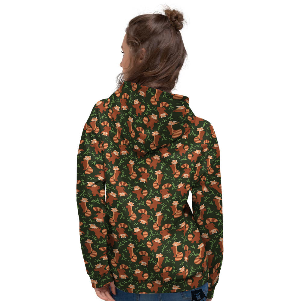 Brown Raccoon Cartoon Cute Print Pattern Women's Hoodie-grizzshop