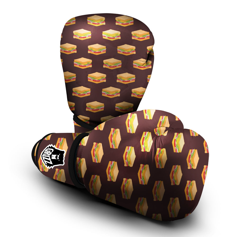 Brown Sandwich Print Pattern Boxing Gloves-grizzshop