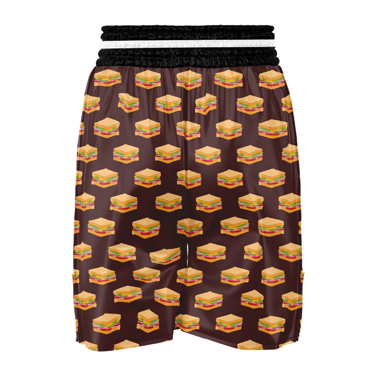 Brown Sandwich Print Pattern Boxing Shorts-grizzshop