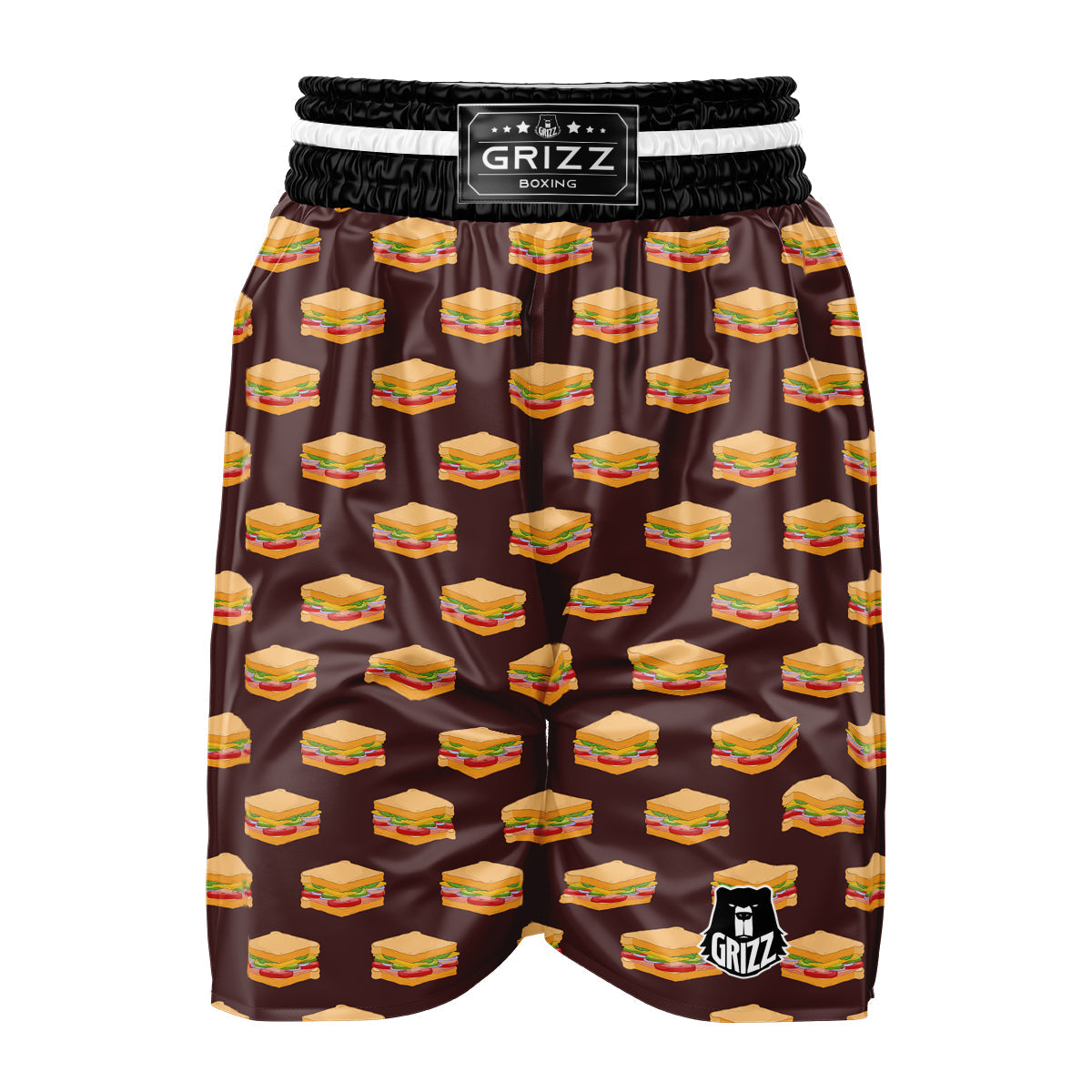 Brown Sandwich Print Pattern Boxing Shorts-grizzshop