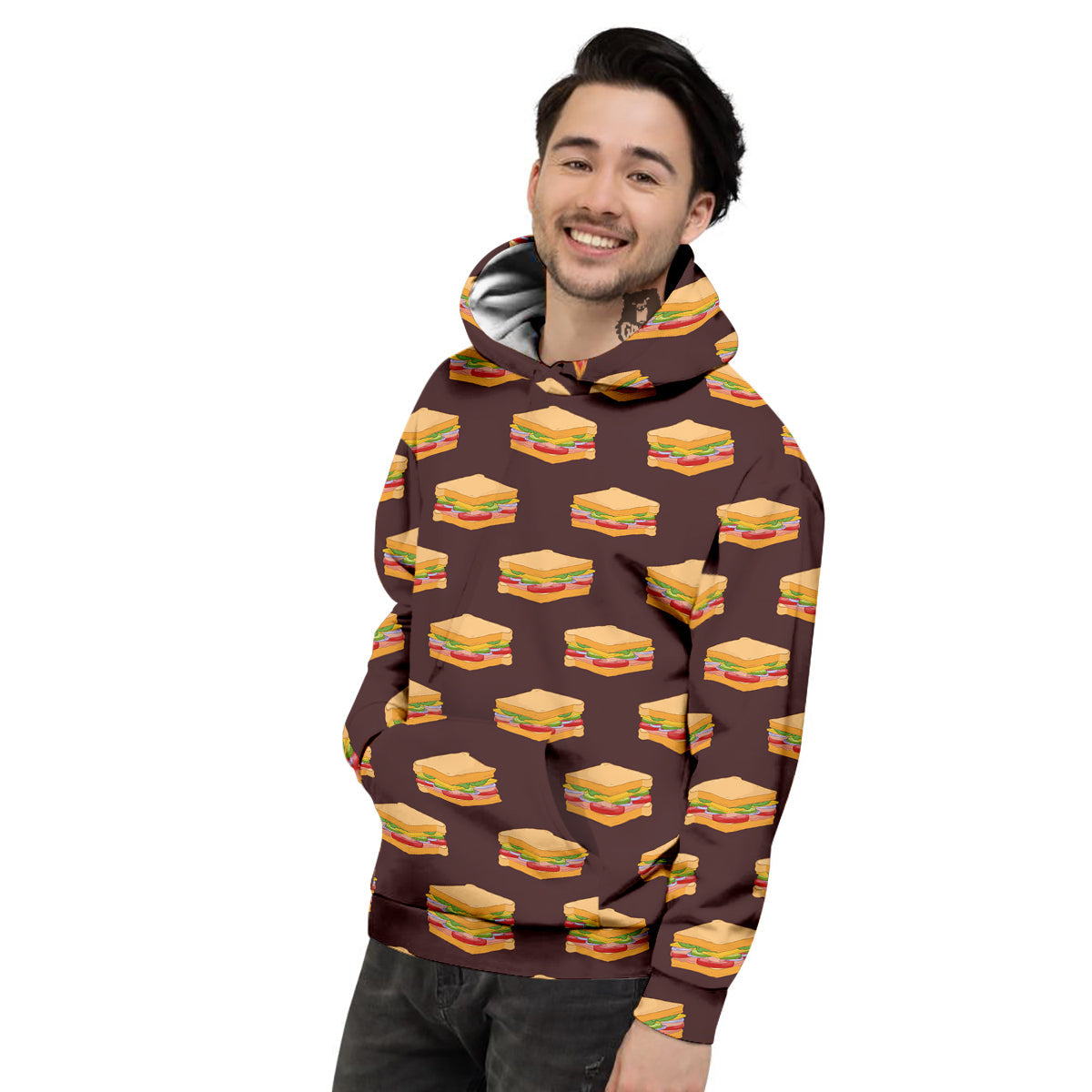 Brown Sandwich Print Pattern Men's Hoodie-grizzshop