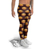 Brown Sandwich Print Pattern Men's Leggings-grizzshop