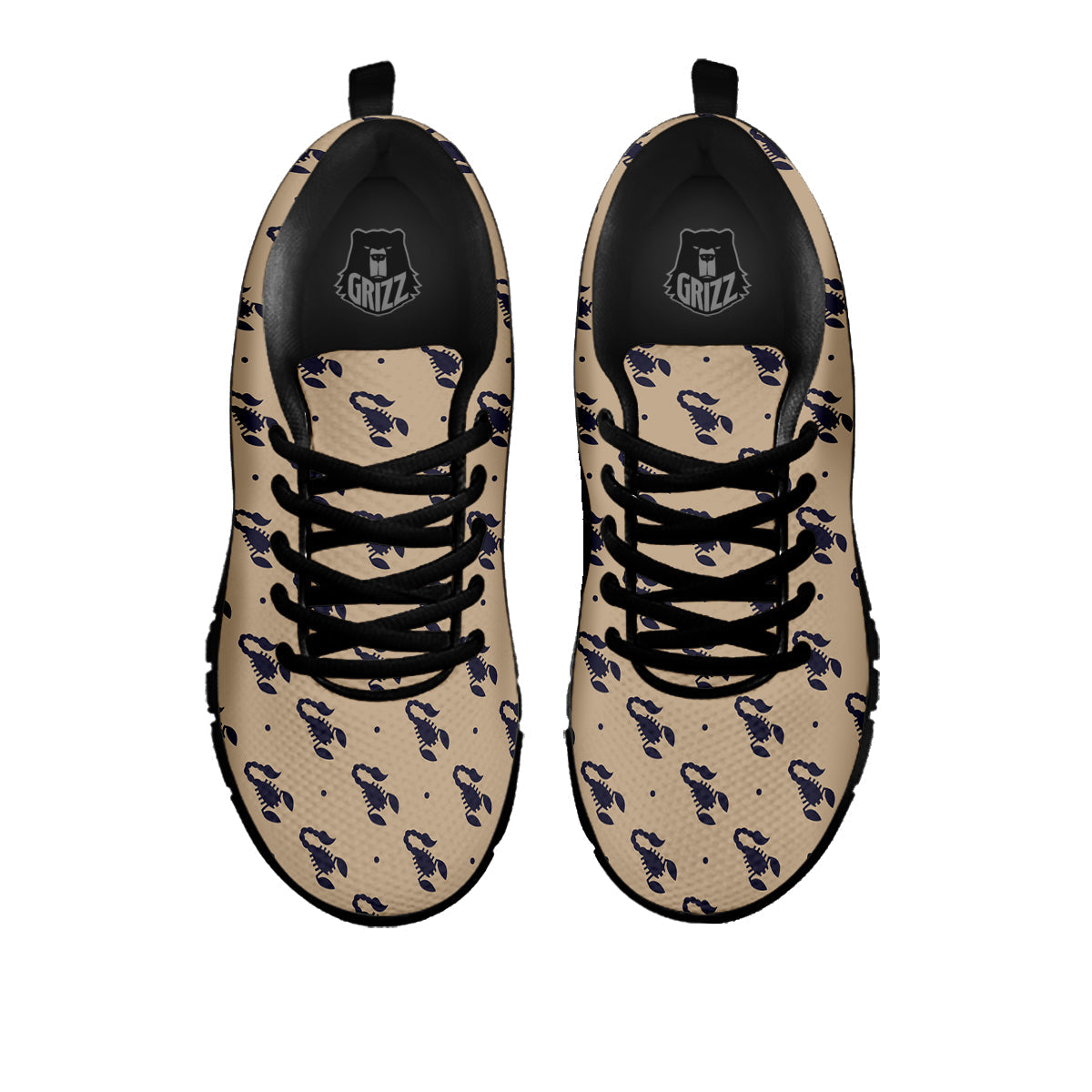 Brown Scorpion Print Pattern Black Sneaker-grizzshop