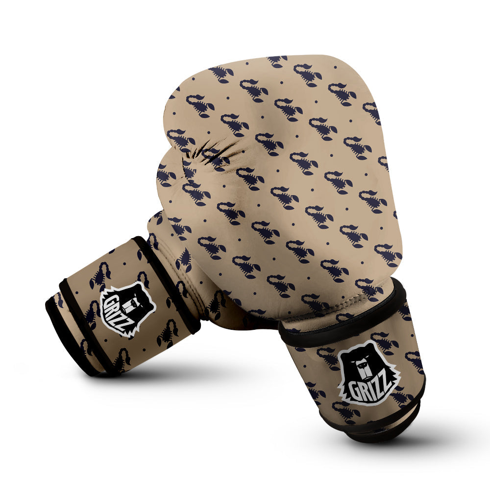 Brown Scorpion Print Pattern Boxing Gloves-grizzshop