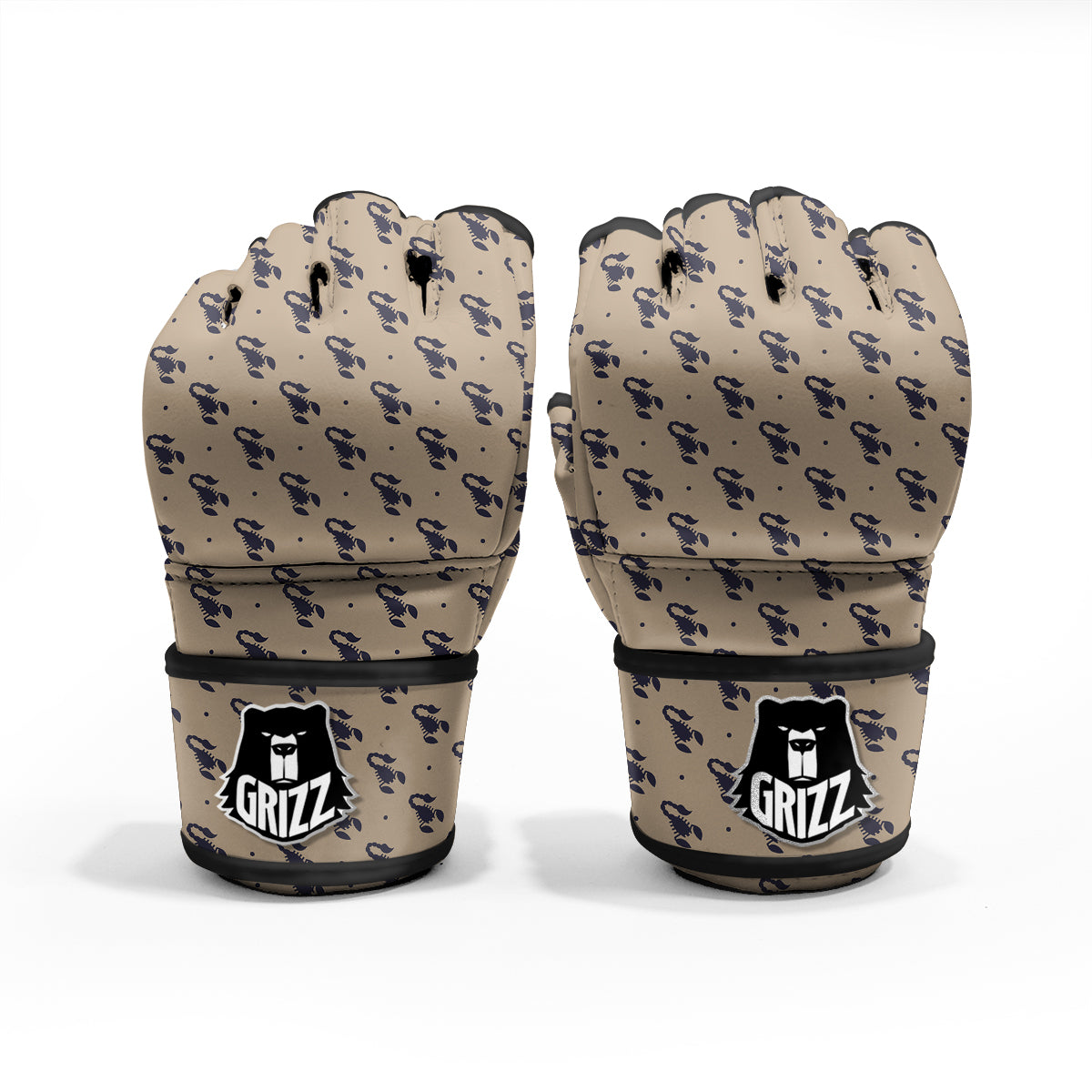 Brown Scorpion Print Pattern MMA Gloves-grizzshop