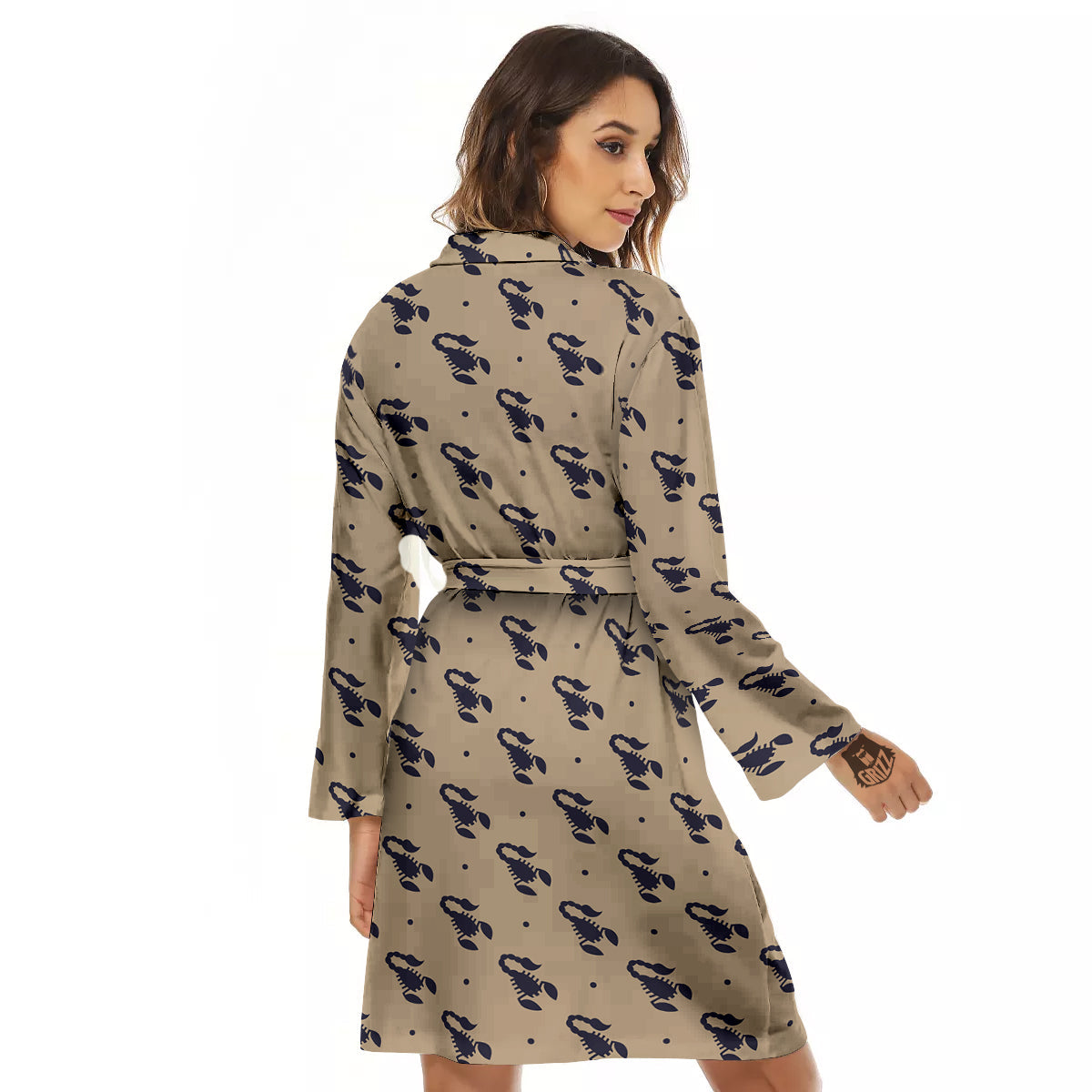 Brown Scorpion Print Pattern Women's Robe-grizzshop