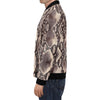 Brown Snakeskin Python Skin Pattern Print Men's Bomber Jacket-grizzshop