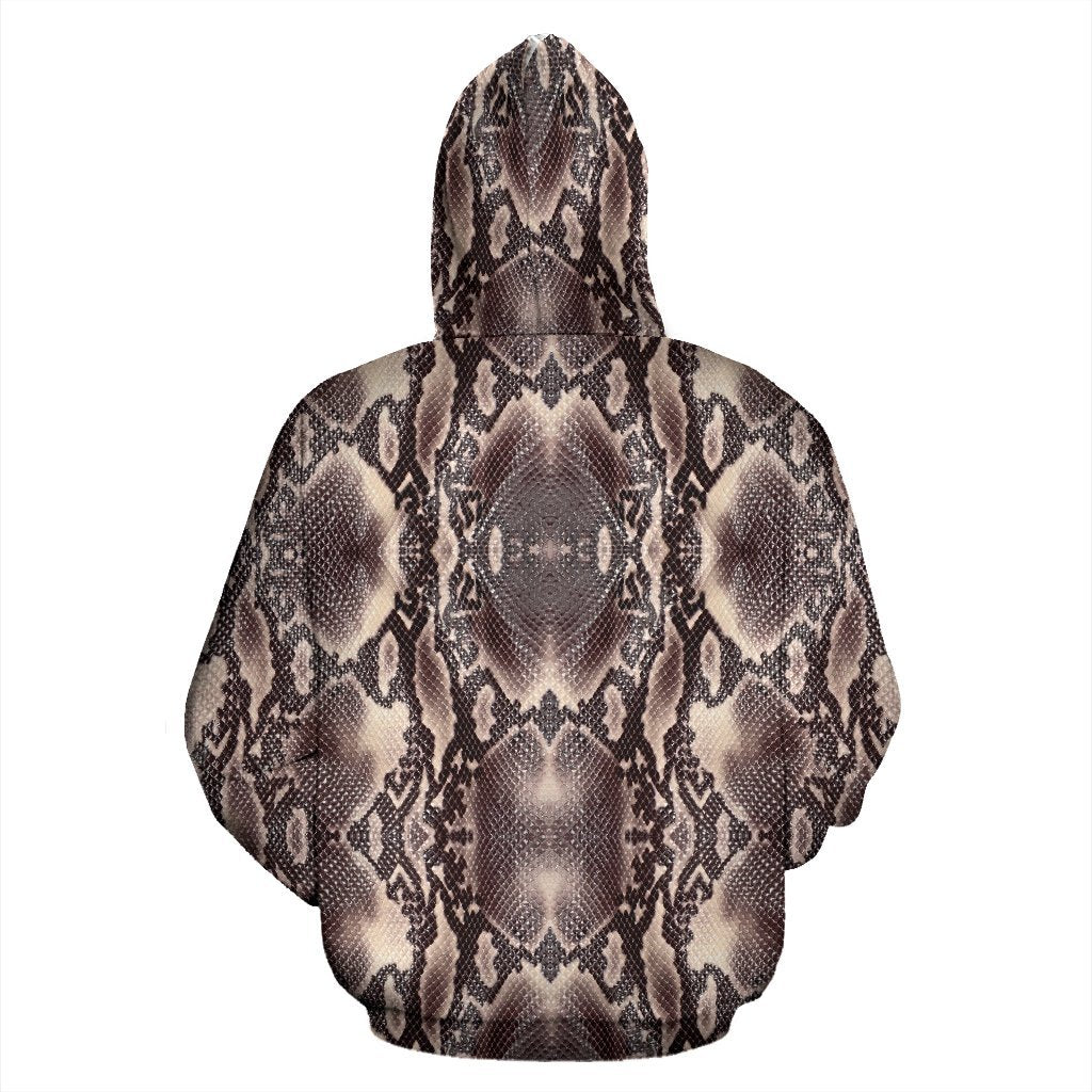 Brown Snakeskin Python Skin Pattern Print Women Men Pullover Hoodie-grizzshop