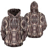 Brown Snakeskin Python Skin Pattern Print Women Men Pullover Hoodie-grizzshop