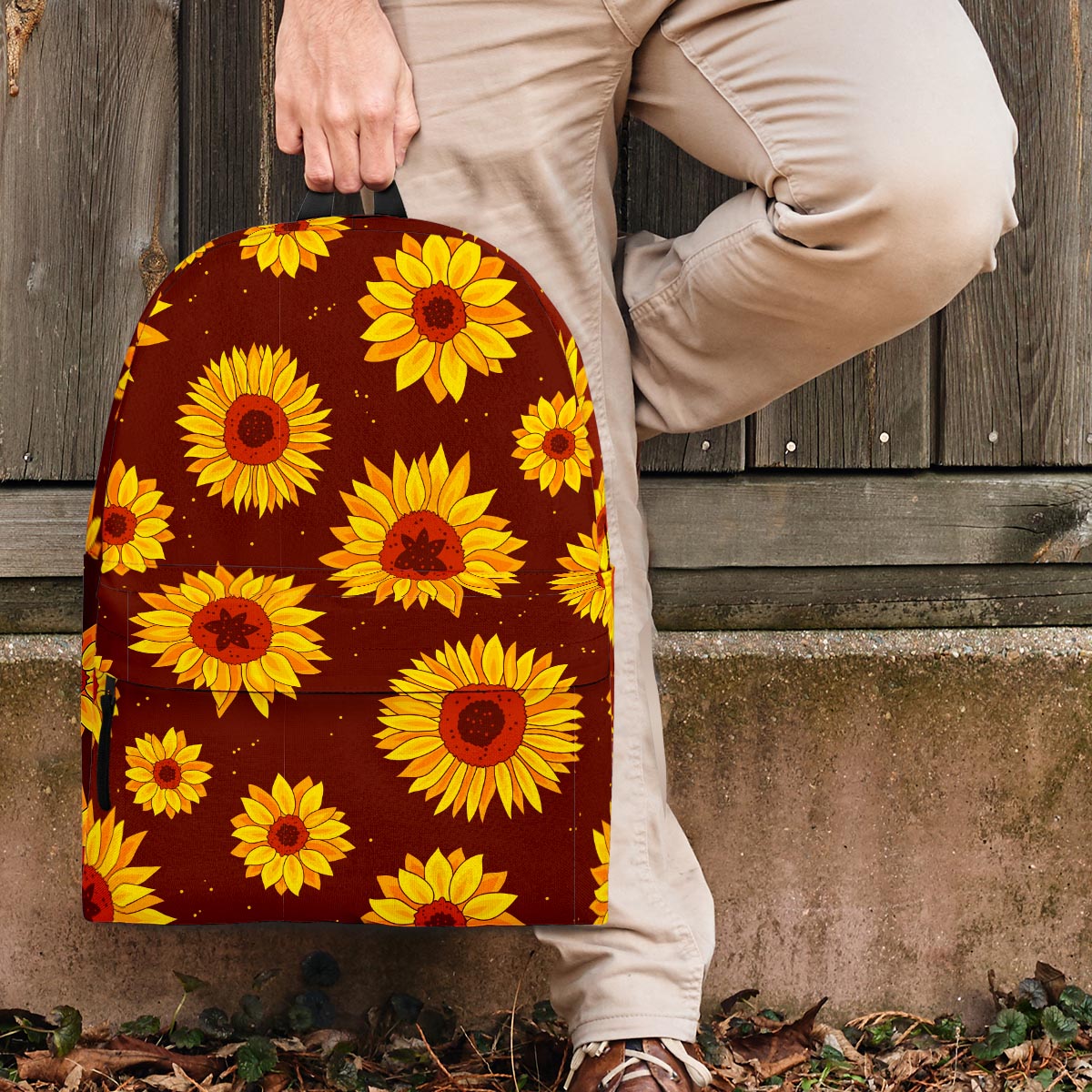 Brown Sunflower Backpack-grizzshop