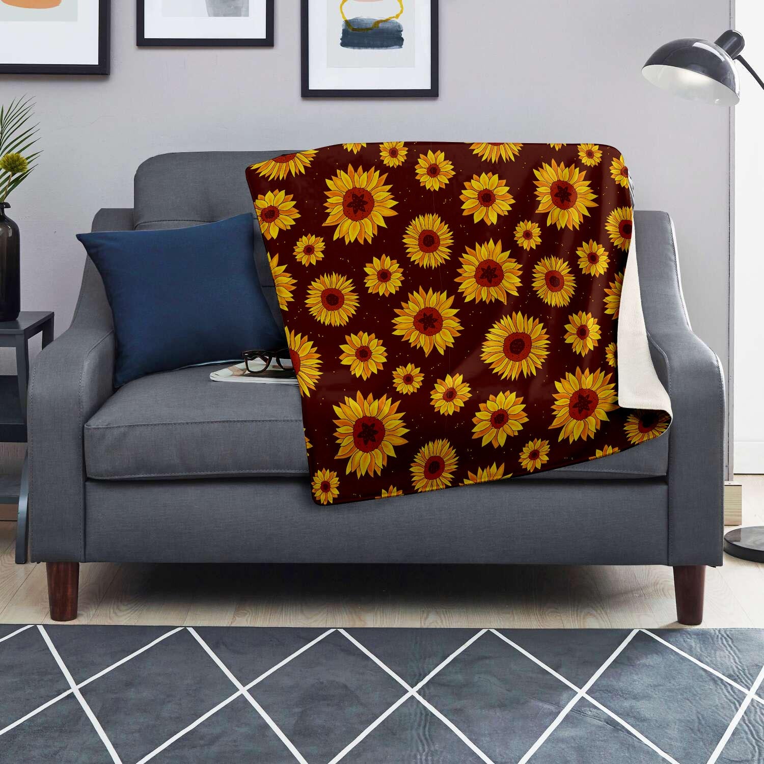 Brown Sunflower Blanket-grizzshop