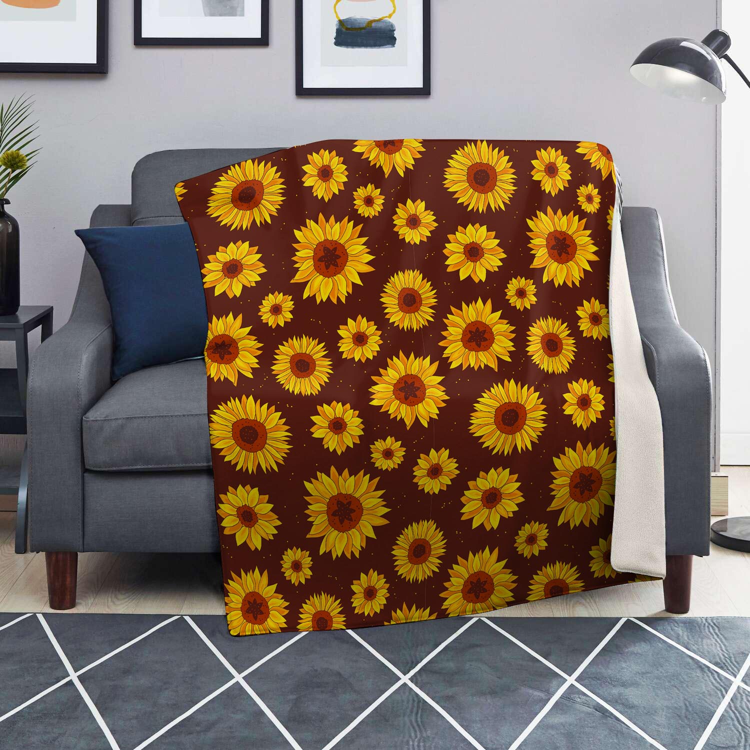 Brown Sunflower Blanket-grizzshop