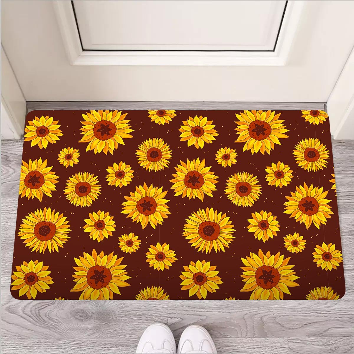 Brown Sunflower Door Mat-grizzshop