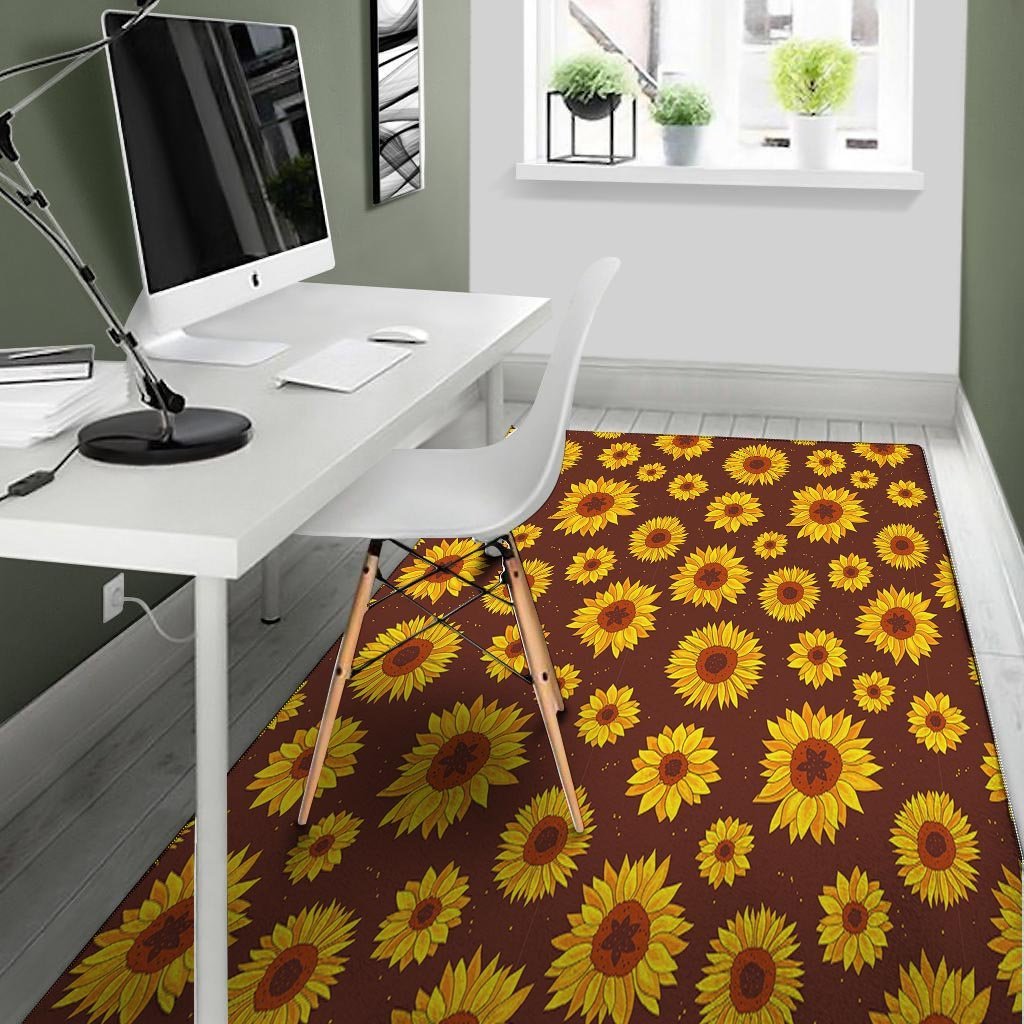 Brown Sunflower Floor Mat-grizzshop