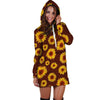 Brown Sunflower Hoodie Dress-grizzshop