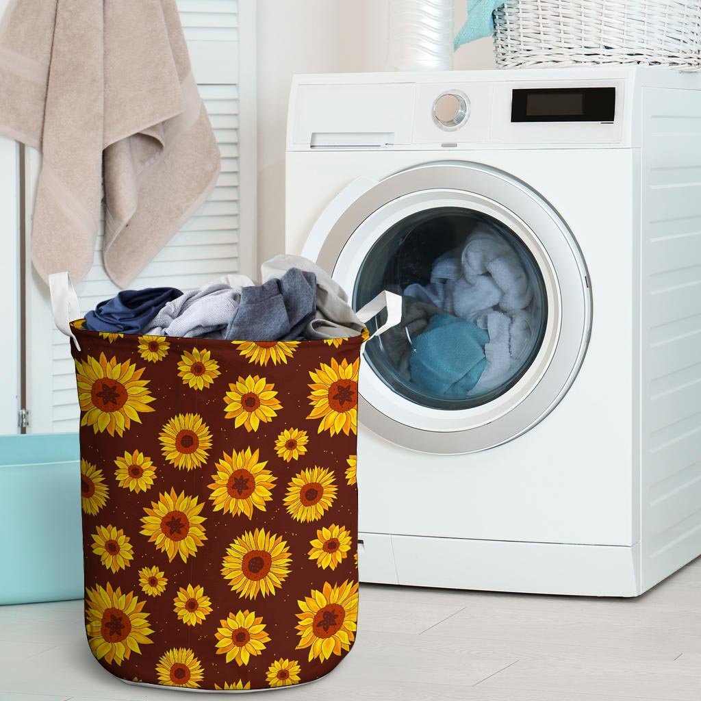 Brown Sunflower Laundry Basket-grizzshop